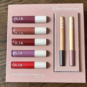 ILIA Lip Sketch Crayon and Gloss Set - Red, Pink, Purple, Gold, Brown